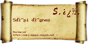 Sápi Ágnes névjegykártya
